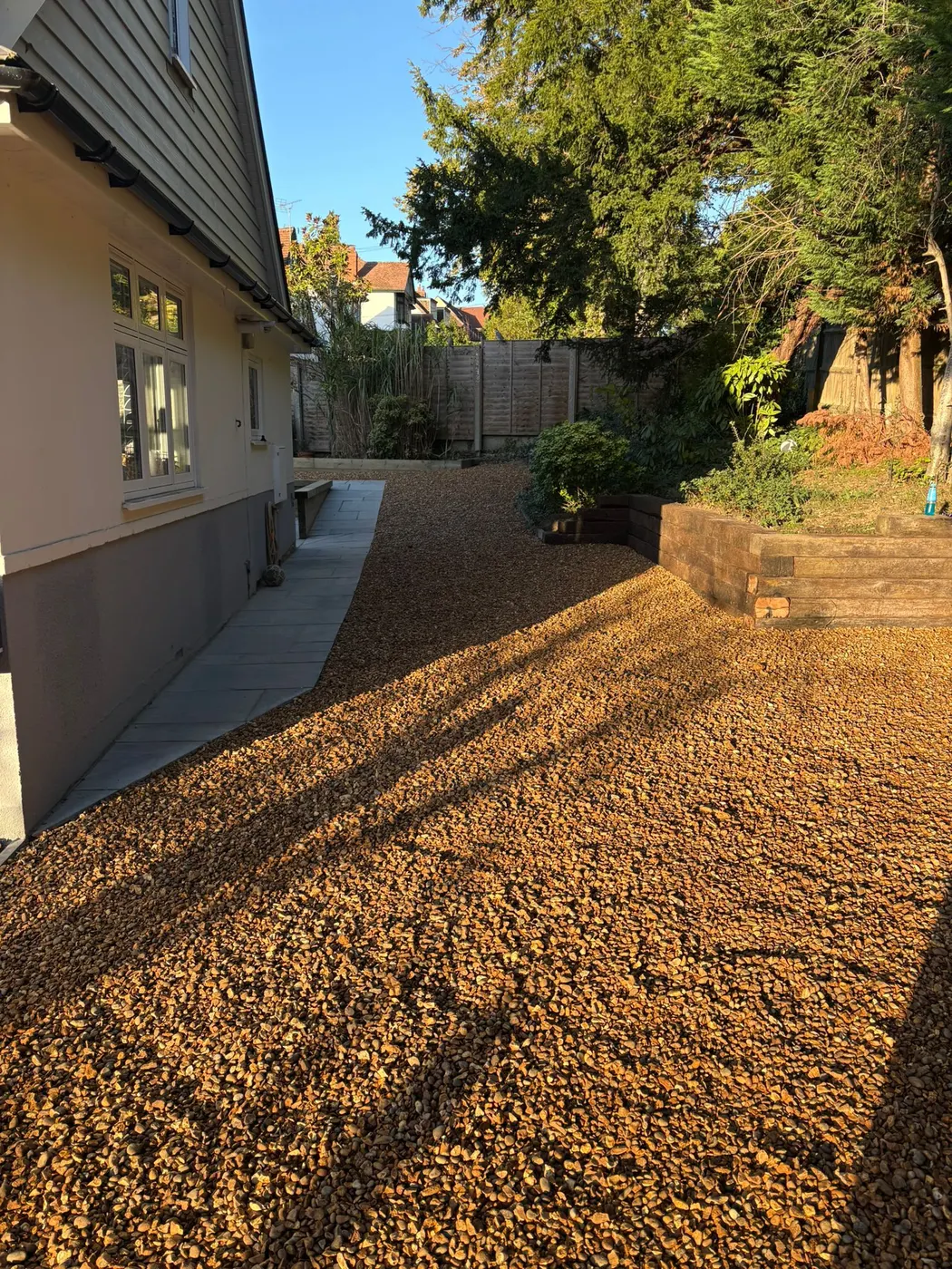 Gravel path and garden area in Romsey